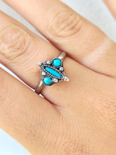 Load image into Gallery viewer, Three Turquoise Stone Ring - Silver