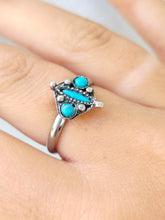 Load image into Gallery viewer, Three Turquoise Stone Ring - Silver