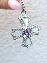 Load image into Gallery viewer, Judith Ripka Cross Pendant - Mother of Pearl Amethyst Sterling Silver