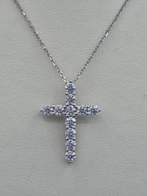 Load image into Gallery viewer, Moissanite Cross Necklace - Sterling Silver