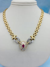 Load image into Gallery viewer, Vintage Ruby &amp; Diamond Necklace - 14K Gold Estate