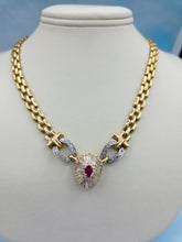 Load image into Gallery viewer, Vintage Ruby &amp; Diamond Necklace - 14K Gold Estate