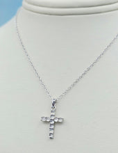 Load image into Gallery viewer, Mini Dazzle Cross Rainbow Moonstone Necklace - Samuel B