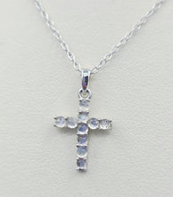 Load image into Gallery viewer, Mini Dazzle Cross Rainbow Moonstone Necklace - Samuel B