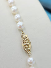 Load image into Gallery viewer, 7mm Cultured Strand of Pearls Necklace - 14K Yellow Gold