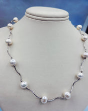 Load image into Gallery viewer, Wavy Wire Pearl Necklace - Sterling Silver