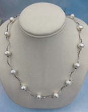 Load image into Gallery viewer, Wavy Wire Pearl Necklace - Sterling Silver