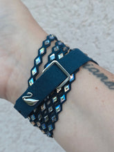 Load image into Gallery viewer, Navy Swarovski Wrap Bracelet