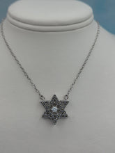 Load image into Gallery viewer, Marcasite Star of David Necklace - Sterling Silver