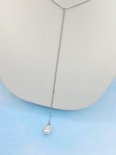 Load image into Gallery viewer, Pearl Y Necklace - Sterling Silver
