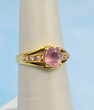 Load image into Gallery viewer, Pink Sapphire &amp; Diamond Ring - 18K Yellow Gold - Estate