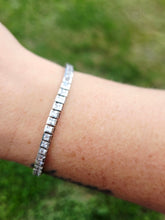 Load image into Gallery viewer, 7.25" Princess Cut CZ Tennis Bracelet - Sterling Silver