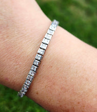 Load image into Gallery viewer, 7.25" Princess Cut CZ Tennis Bracelet - Sterling Silver