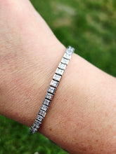 Load image into Gallery viewer, 7.25" Princess Cut CZ Tennis Bracelet - Sterling Silver