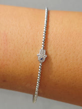 Load image into Gallery viewer, Diamond Hamsa Flex Bangle Bracelet - 14K White Gold