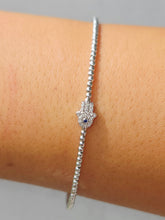 Load image into Gallery viewer, Diamond Hamsa Flex Bangle Bracelet - 14K White Gold