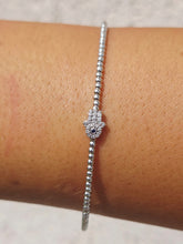 Load image into Gallery viewer, Diamond Hamsa Flex Bangle Bracelet - 14K White Gold