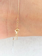 Load image into Gallery viewer, Mother of Pearl Diamond Heart Dainty Bracelet - 14K Yellow Gold