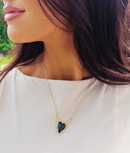 Load image into Gallery viewer, Azurite Malachite Heart Necklace with Diamonds - 14K Yellow Gold