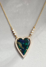 Load image into Gallery viewer, Azurite Malachite Heart Necklace with Diamonds - 14K Yellow Gold