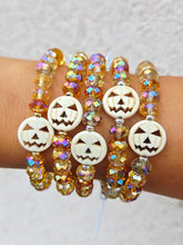 Load image into Gallery viewer, Howlite Pumpkin on Honey Harvest Crystal Beaded Bracelet - Elena Michele