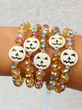 Load image into Gallery viewer, Howlite Pumpkin on Honey Harvest Crystal Beaded Bracelet - Elena Michele