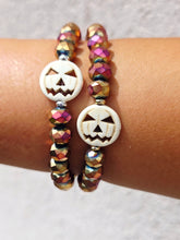 Load image into Gallery viewer, Howlite Pumpkin on Autumn Sparkle Crystal Beaded Bracelet - Elena Michele