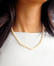 Load image into Gallery viewer, 17" Strand of Champagne Pearls Necklace - German Silver Clasp - Estate