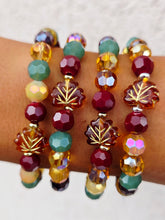 Load image into Gallery viewer, Leaf on Mixed Autumn Crystal Beaded Bracelet - Elena Michele