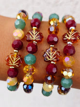 Load image into Gallery viewer, Leaf on Mixed Autumn Crystal Beaded Bracelet - Elena Michele