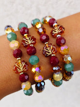 Load image into Gallery viewer, Leaf on Mixed Autumn Crystal Beaded Bracelet - Elena Michele
