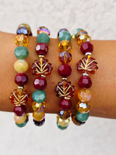 Load image into Gallery viewer, Leaf on Mixed Autumn Crystal Beaded Bracelet - Elena Michele