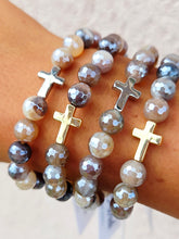 Load image into Gallery viewer, Cross Bead on Mystic Coffee Agate Beaded Bracelet - Elena Michele