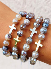 Load image into Gallery viewer, Cross Bead on Mystic Coffee Agate Beaded Bracelet - Elena Michele