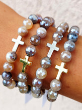 Load image into Gallery viewer, Cross Bead on Mystic Coffee Agate Beaded Bracelet - Elena Michele