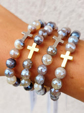 Load image into Gallery viewer, Cross Bead on Mystic Coffee Agate Beaded Bracelet - Elena Michele