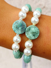 Load image into Gallery viewer, Druzy on Mystic Aventurine with Pearl Beaded Bracelet - Elena Michele