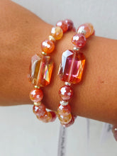 Load image into Gallery viewer, Orange Rectangle Crystal on Twilight Truffle with Amethyst Beaded Bracelet - Elena Michele