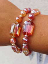 Load image into Gallery viewer, Orange Rectangle Crystal on Twilight Truffle with Amethyst Beaded Bracelet - Elena Michele