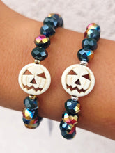 Load image into Gallery viewer, Howlite Pumpkin on Haunted Forest Crystal Beaded Bracelet - Elena Michele