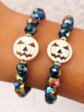 Load image into Gallery viewer, Howlite Pumpkin on Haunted Forest Crystal Beaded Bracelet - Elena Michele