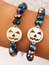 Load image into Gallery viewer, Howlite Pumpkin on Haunted Forest Crystal Beaded Bracelet - Elena Michele