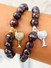 Load image into Gallery viewer, Wine Glass on Garnet Beaded Bracelet - Elena Michele
