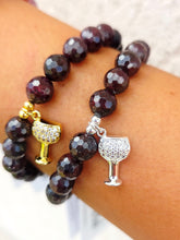 Load image into Gallery viewer, Wine Glass on Garnet Beaded Bracelet - Elena Michele