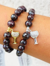 Load image into Gallery viewer, Wine Glass on Garnet Beaded Bracelet - Elena Michele