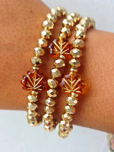 Load image into Gallery viewer, Leaf on Gold Crystal Rondelle Beaded Bracelet - Elena Michele