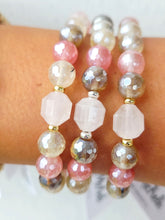Load image into Gallery viewer, Rose Quartz Prism on Mystic Golden Quartz Beaded Bracelet - Elena Michele