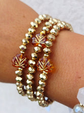 Load image into Gallery viewer, Leaf on Gold Crystal Rondelle Beaded Bracelet - Elena Michele