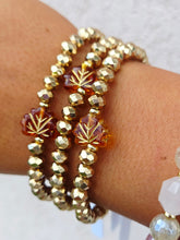 Load image into Gallery viewer, Leaf on Gold Crystal Rondelle Beaded Bracelet - Elena Michele