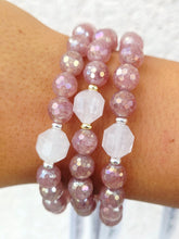 Load image into Gallery viewer, Rose Quartz Prism on Strawberry Quartz Beaded Bracelet - Elena Michele